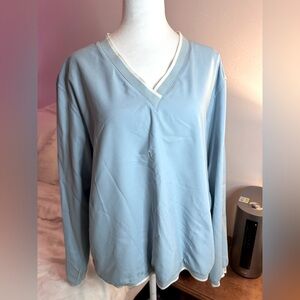 Liz Golf Baby Blue Women's Pullover WInd Breaker Jacket, Vented, Pockets Size XL